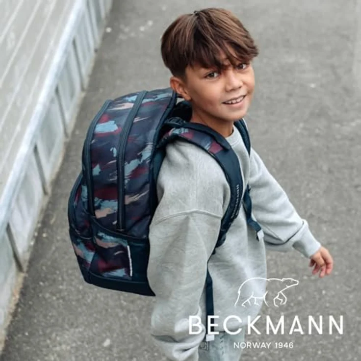 Beckmann Norway Schulrucksack Sport Jr. im Blau-Bürstendesign, Polyester-Material für den Casual-Stil – Bild 2