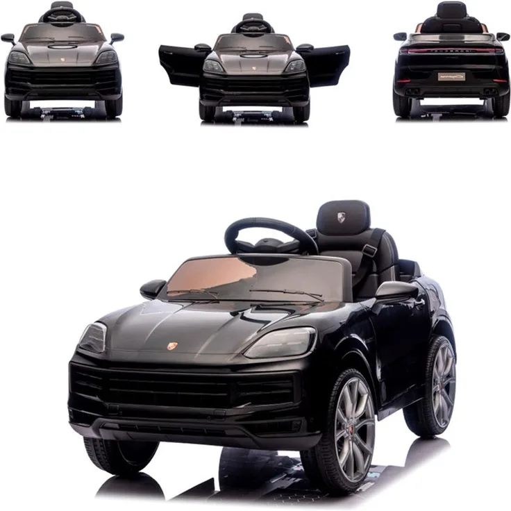 Chipolino Kinder Elektroauto Porsche Cayenne, mit Vierradfederung, Fernbedienung und 2-Punkt-Gurt, schwarz