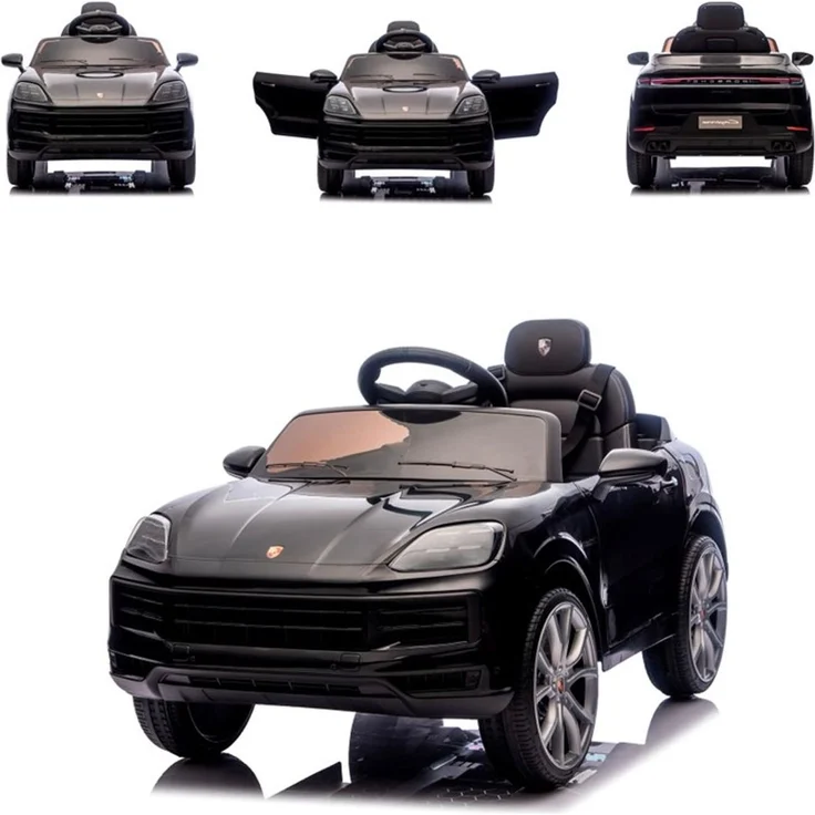 Chipolino Kinder Elektroauto Porsche Cayenne, mit Vierradfederung, Fernbedienung und 2-Punkt-Gurt, schwarz