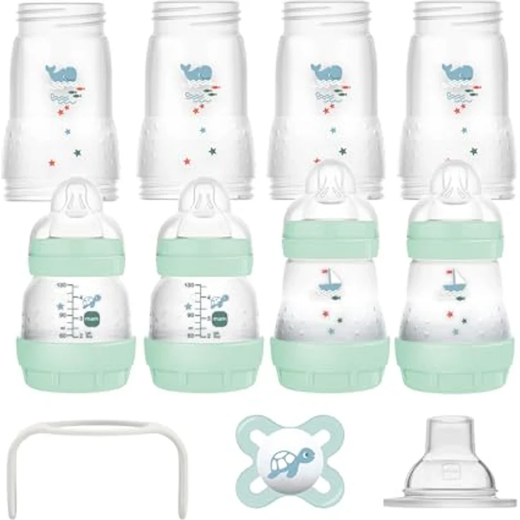 MAM Easy Start Anti-Colic Starter Set, mitwachsende Baby Erstausstattung mit Schnuller, Flaschen & Griffen, Baby Geschenk Set, ab Geburt, blau – Bild 1