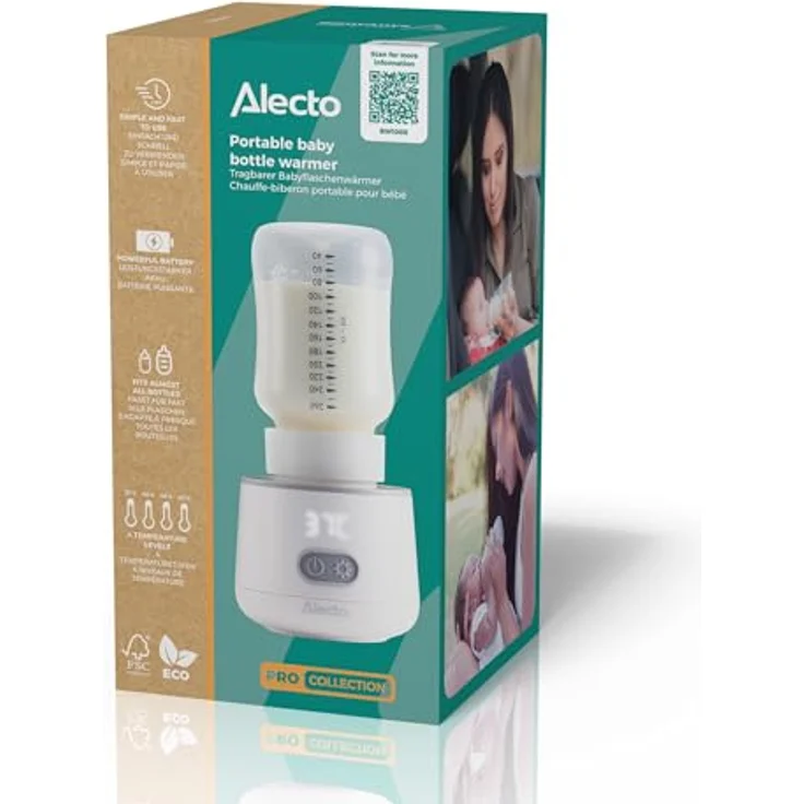 Alecto BW1000, tragbarer Flaschenwärmer für Babyflaschen, kabellos mit 4 Temperatureinstellungen und digitalem LED-Display – Bild 9