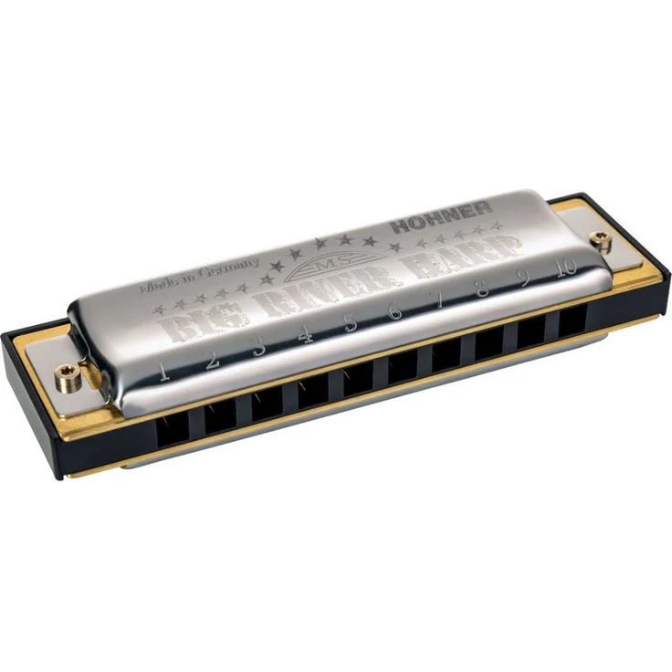 Hohner Big River Harp MS, Diatonische Mundharmonika in C-Dur, 20 Stimmzungen, Kunststoff Kanzellenkörper, Messing Stimmplatten, inkl. Etui, Handmade in Germany