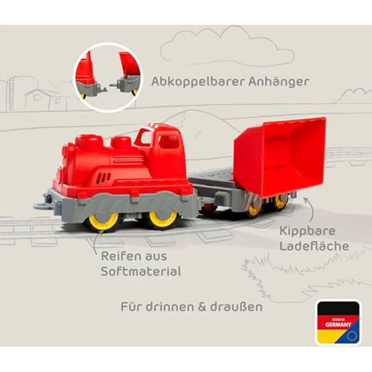 BIG Power Worker Mini Zug mit Kippwagen, Spielzeugfahrzeug für drinnen und draußen, ab 2 Jahren – Bild 4