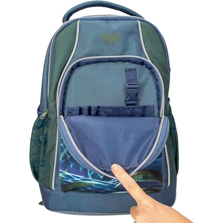 Depesche Adventure World 13978, Schulrucksack in Dunkelblau und Grün mit schlangenmotiv, 2 Fächern und verstellbaren Trägern – Bild 5