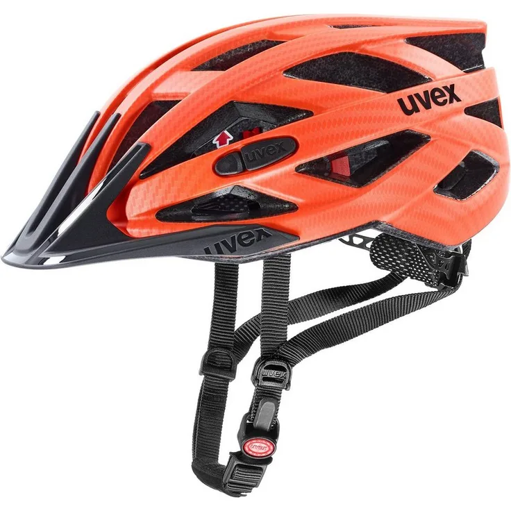 Uvex Fahrradhelm i-vo cc orange carbon-look mat, Kinderfahrradhelm mit 3D IAS System und 24 Belüftungskanälen