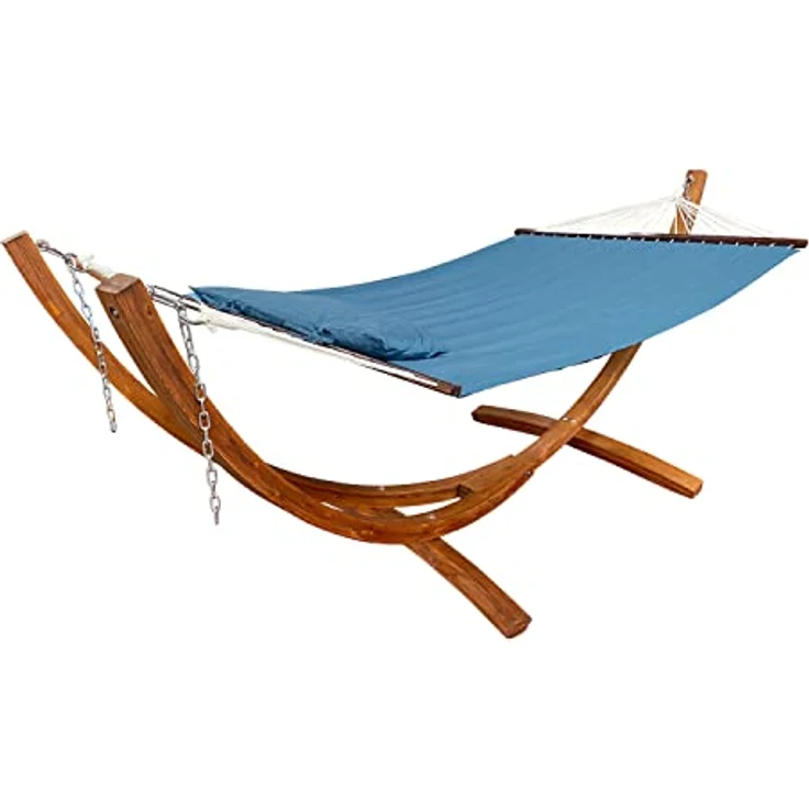 AXI Hawaï Hängematte für 2 Personen mit Gestell aus Holz | Outdoor Hängematten-Set mit Holzgestell & XXL Hängematte in Blau. – Bild 4