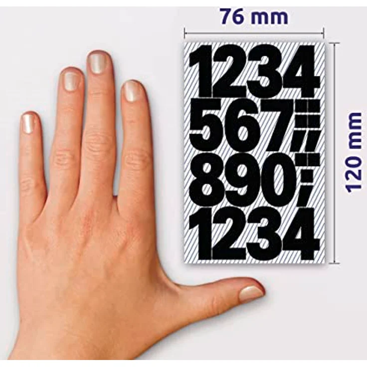 AVERY Zweckform 3785 Zahlen Aufkleber 48 Stück (Sticker mit Nummern von 0-9, Schriftgröße 25 mm, wetterfeste Folie, permanent, starker Halt, Etiketten zum Basteln, Dekorieren, Gästebuch, Fotoalbum) – Bild 2