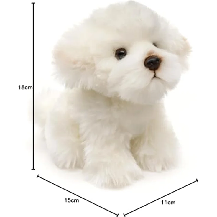 Uni-Toys Malteser Plüsch-Hund, 18 cm hoch, lebensecht, aus hochwertiger Acryl-Faser, nachhaltig mit 100% recyceltem Füllmaterial – Bild 5