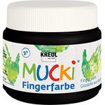 KREUL MUCKI Fingerfarbe schwarz, 150 ml, dermatologisch getestet, vegan, gut auswaschbar