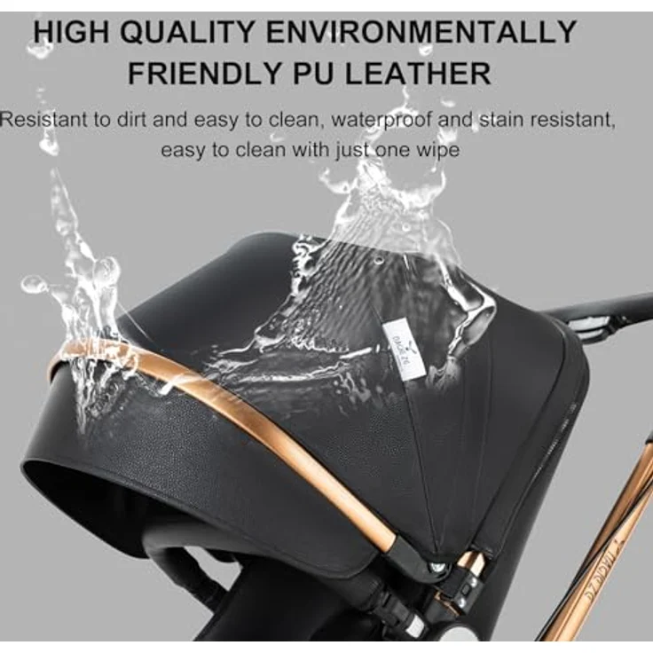 3 in 1 Kombikinderwagen Kinderwagen 3-in-1 Dreirad Lauflernhilfe Hochlandschaft Kinderwagen Faltbarer Kinderwagen Babywagen Babywagen für Baby 0-36 Monate (Rosa) – Bild 4