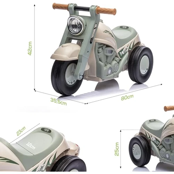 AIYAPLAY Kinder Motorrad, Rutschauto mit Musik, 1,5V Kinderauto mit Blasen, Dreirad Kindermotorrad für Kinder 2-5 Jahre, bis 30 kg belastbar, Cremeweiß – Bild 5