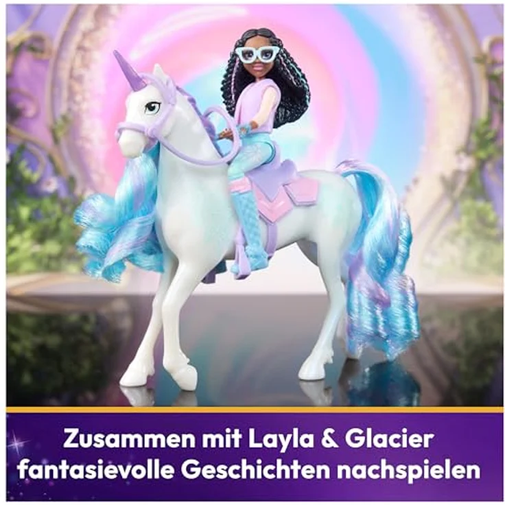 Spin Master Anziehpuppe Unicorn Academy - Small Doll & Unicorn - Layla & Glacier, 12 cm große Puppe mit Einhorn und 7 Gelenken, inkl. Bürste für Einhornpflege – Bild 5