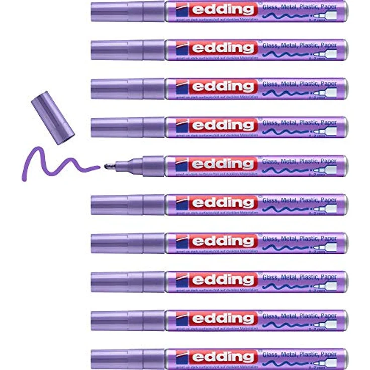 edding Permanentmarker Glanzlack-Marker 751, violett-metallic, permanente, geruchsarme Tusche, stark deckend, 10 Stück – Bild 1