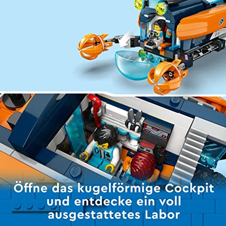 LEGO 60379 City Forscher-U-Boot Spielzeug, Unterwasser-Set mit Drohne, Mech, Minifiguren von Tauchern und Tierfiguren, Geschenk zum Geburtstag für Kinder, Jungen und Mädchen – Bild 4