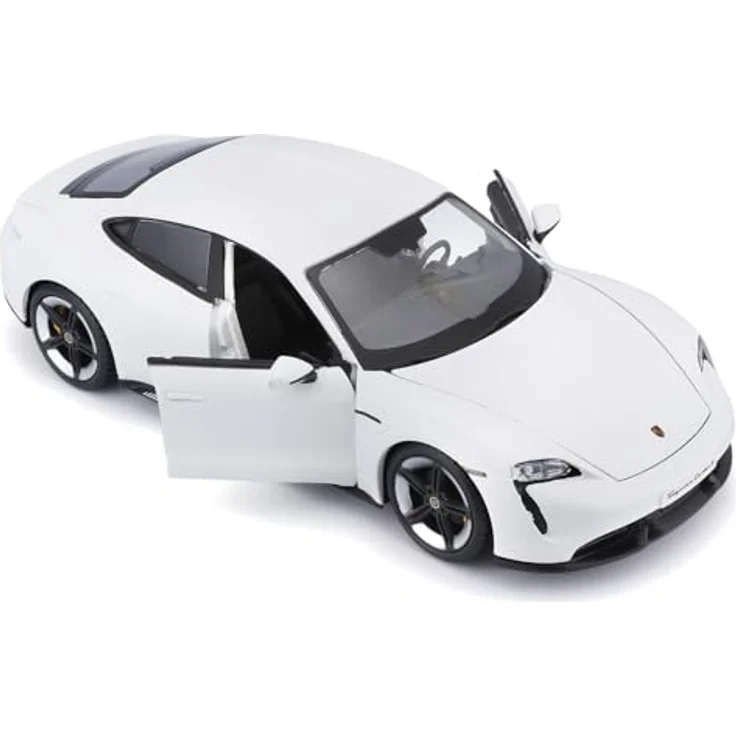 Bburago Porsche Taycan: Modellauto im Maßstab 1:24, Türen beweglich, 20 cm, weiß (18-21098) – Bild 3