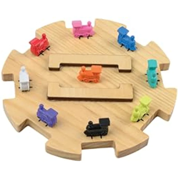 Philos 3631 - Domino Mexican Train Erweiterungs-Set mit 9 Metallzügen, 2 Notizblöcken und Holz Zug-Station für 2-8 Spieler, kompakte Größe 165 x 165 x 12 mm – Bild 3