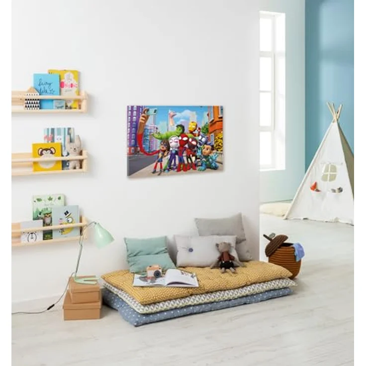 Komar Keilrahmenbild - Spidey and His Amazing Friends Selfie - 60 x 40 cm - Leinwandbild, Kinderzimmer, Marvel, Bunt – Bild 2