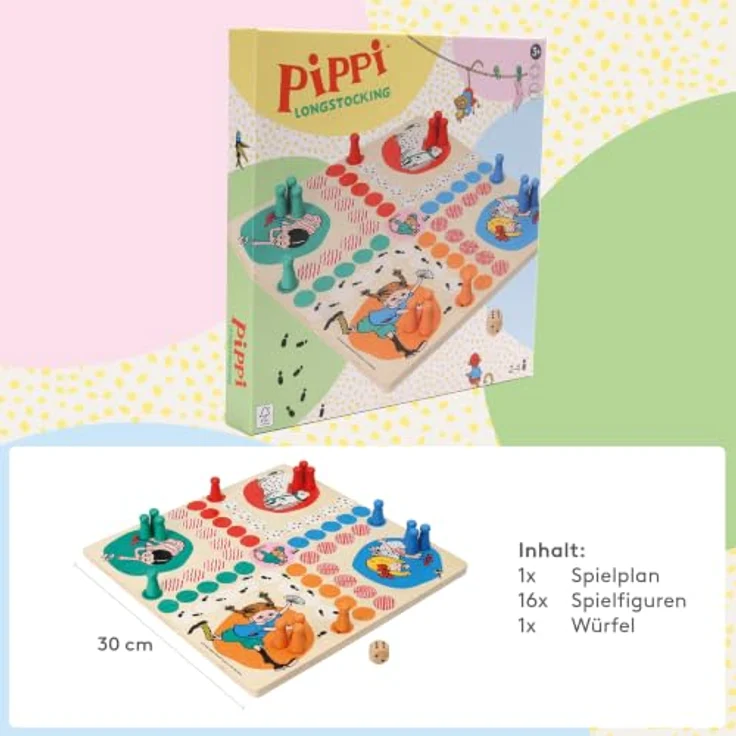 NGK Pippi Langstrumpf Holzspielzeug, Brettspiel mit handlichen Spielfiguren und stabiler Holzoptik – Bild 4