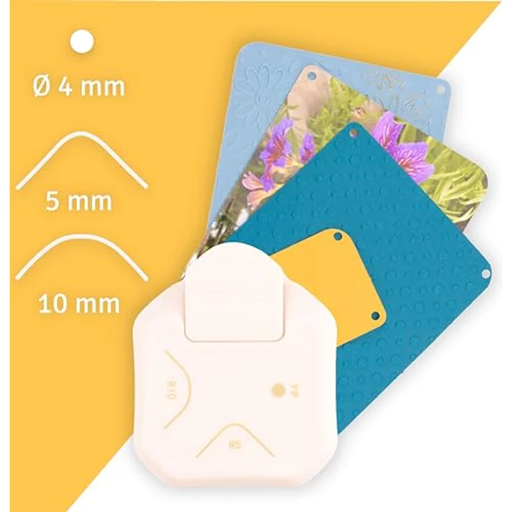 Vaessen Creative 3-in-1 Eckenstanzer, Papierstanzer für runde Ecken, Anhänger und Etiketten, Weiß-gold – Bild 3