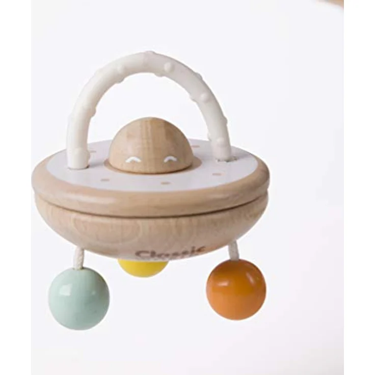 Classic World Ufo Rattle, Holzrassel mit interaktiven Kugeln und Geräuschen, sortiert – Bild 2