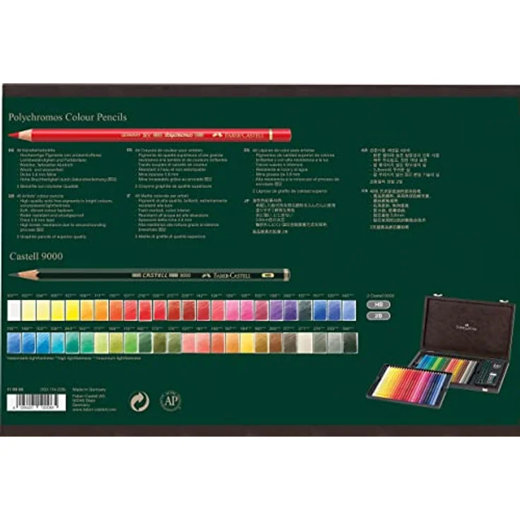 Faber-Castell 110006 - Farbstift Polychromos, 48-teiliger Holzkoffer mit Zubehör, wasserfest, bruchsicher, für Profis und Hobbykünstler, bunt – Bild 3