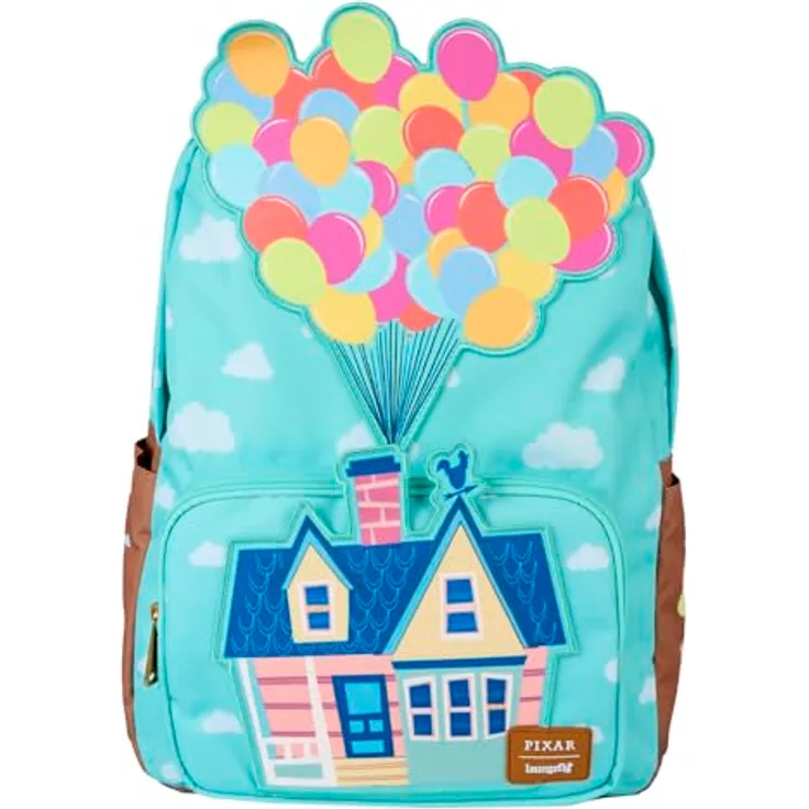 Loungefly Disney Pixar Up Nylon Full-Size Rucksack, mit stabiler Applikation, verstellbaren Schultergurten, 29,2 x 43 x 12,7 cm