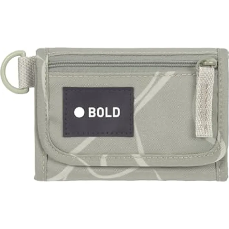 BOLD Kinderportemonnaie Curve sage, mit transparentem Sichtfenster, Öse für Ketten, recyceltes Polyester, 12,2 x 2 x 8,5 cm