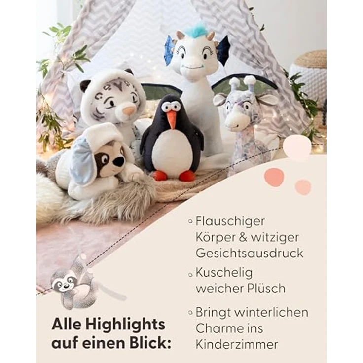 NICI Pinguin Jorge Thunder, Kuscheltier 30cm, grau, weiches Plüschtier aus recyceltem Material – ideal zum Kuscheln & Spielen, tolles Geschenk für Kinder & Erwachsene - 62423 – Bild 4