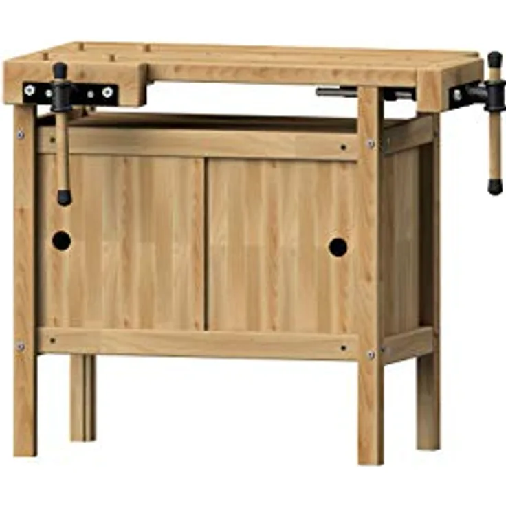 ANKE Kinderhobelbank Modell 40, nachhaltige Werkbank mit gewachster Buchenholzplatte, höhenverstellbar 640-750 mm, inkl. 8 Holzbankhaken, Naturbelassen, 920 x 540 mm