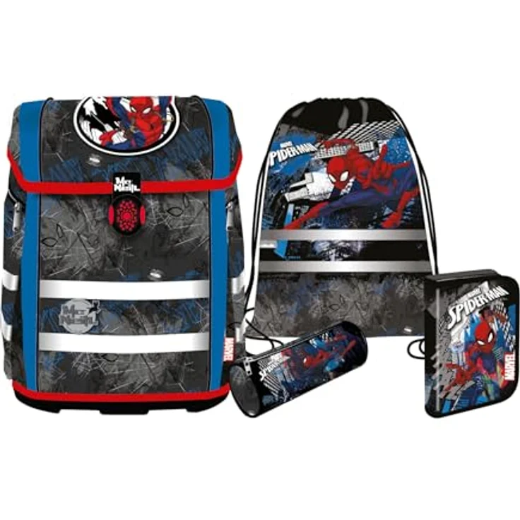 McNeill PERFECTO Schulranzenset, 5-teilig, Kollektion 2024, SPIDER-MAN, großes Hauptfach, verstellbare Tragegurte, Maße: 25 x 36 x 16 cm – Bild 1