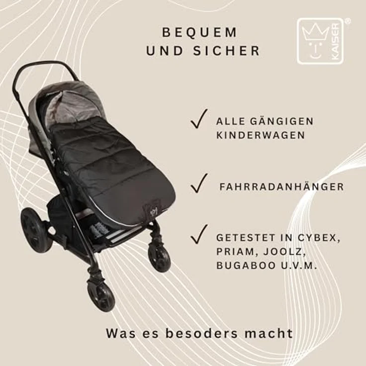 Kaiser Fußsack Akiko Thermo Kinderwagenfußsack, universal einsetzbar für alle Gurtsysteme, 100 x 45 cm, Pflegeleicht, für 6-36 Monate – Bild 6