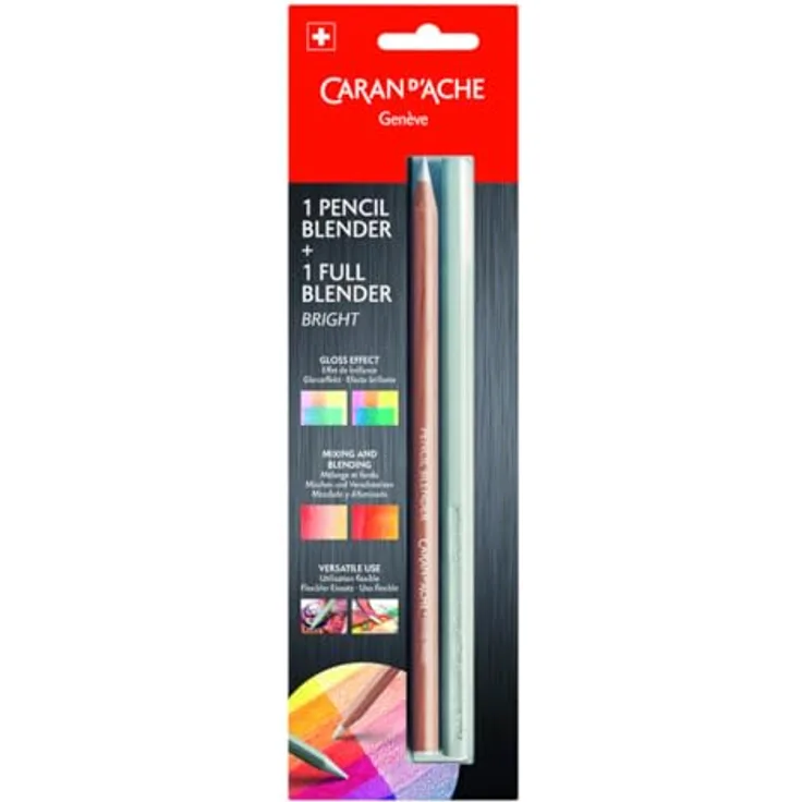 Caran d'Ache Blender Stift Full Blender Bright, 2-teiliges Set in mehrfarbig, Holzgefasst, ideal zum Mischen und Intensivieren von Farben