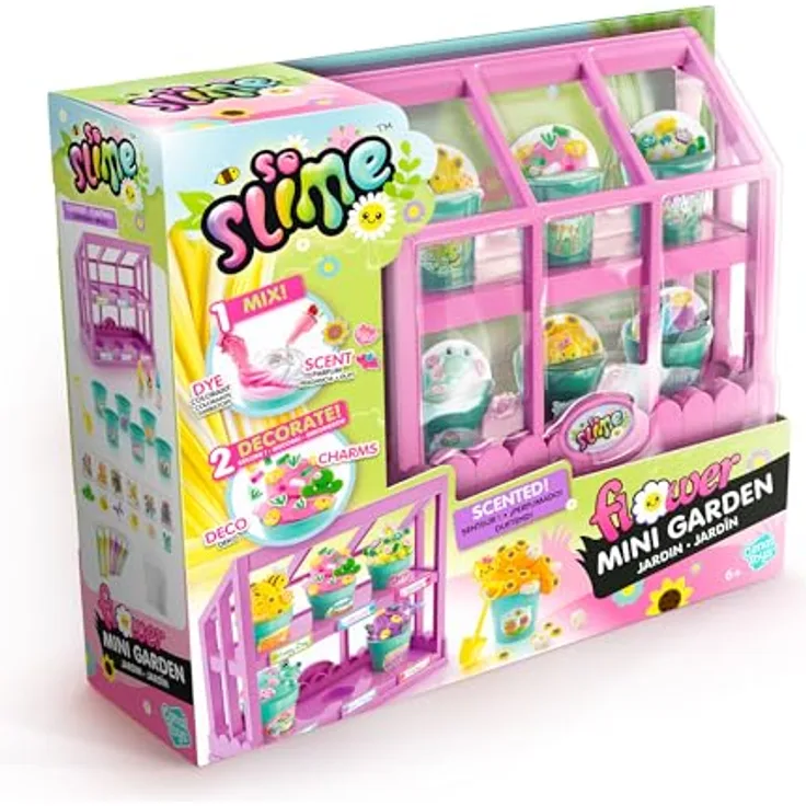 Canal Toys So Slime Flower Mini Garten, Kreativset mit Mini Gewächshaus, 6 bunten Blumentöpfen, Duft- und Farbpulver, Charms und Stickern, für Kinder ab 6 Jahren - SSC419