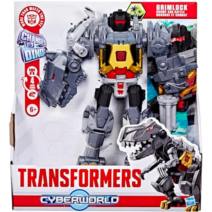 Transformers CYBERWORLD Grimlock Chomp & Battle Action Figure, 22,5 cm große bewegliche Figur mit Mech-Rüstung und Mampf-Aktion, Dinosaurier- und Roboter-Modus – Bild 2