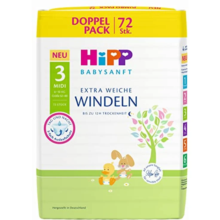 Babysanft Windeln Midi 3 Doppelpack, 3er Pack (3 x 2 x 36 Stück) – Bild 2