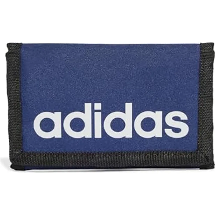 adidas Originals Linear Wallet, Kinderportemonnaie aus recyceltem Polyester, blau, mit mehreren Fächern und Reißverschluss für Kleingeld