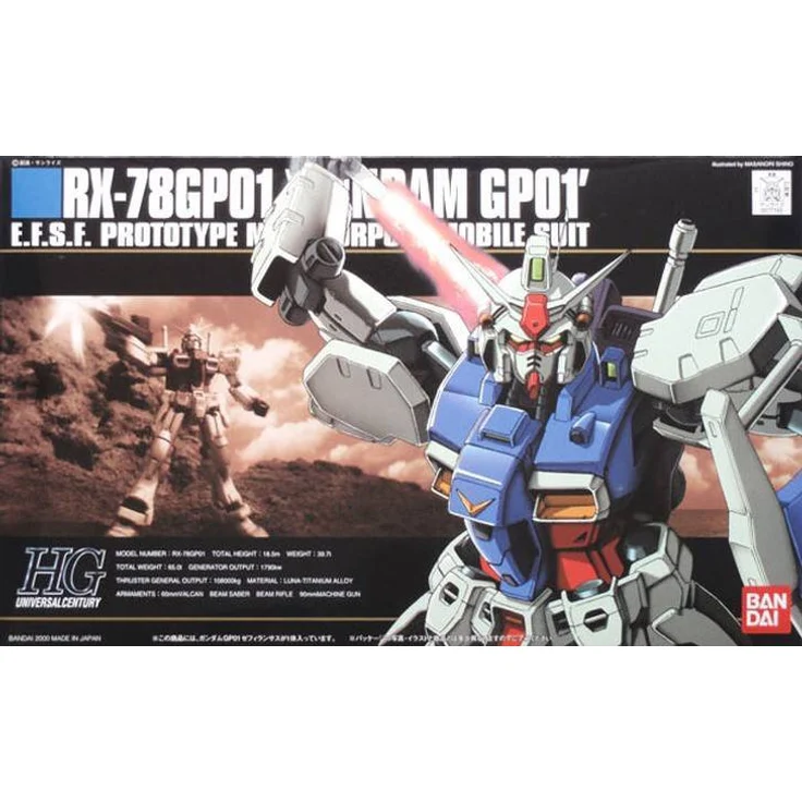 Bandai Hguc 1/144 RX-78GP01 Gundam GP01, posierbarer Bausatz mit Core Fighter II, detailreich und farbgetreu – Bild 1