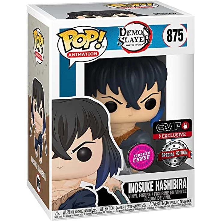 POP Demon Slayer Inosuke (Chase Edition möglich!) (Flocked) Vinyl Figur 875 Unisex Funko Pop! Standard, Ideale Sammlergröße, Premium Vinyl Material, Ideal für Demon Slayer Fans, Erweitern Sie Ihre Sammlung – Bild 3