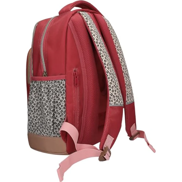 Depesche TOPModel Leoheart Schulrucksack, rot-rosa, mit Model Motiv, Leo-Print, 2 Fächer, verstellbare Träger – Bild 2