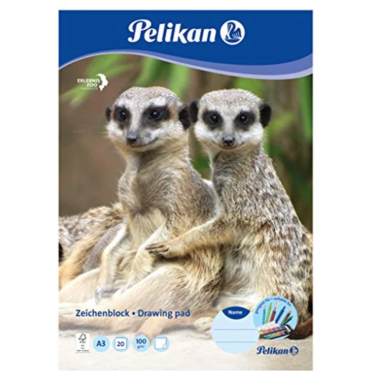 Pelikan Zeichenblock A3, 20 Blatt, 100 g/m², ideal für feuchte und trockene Maltechniken – Bild 2