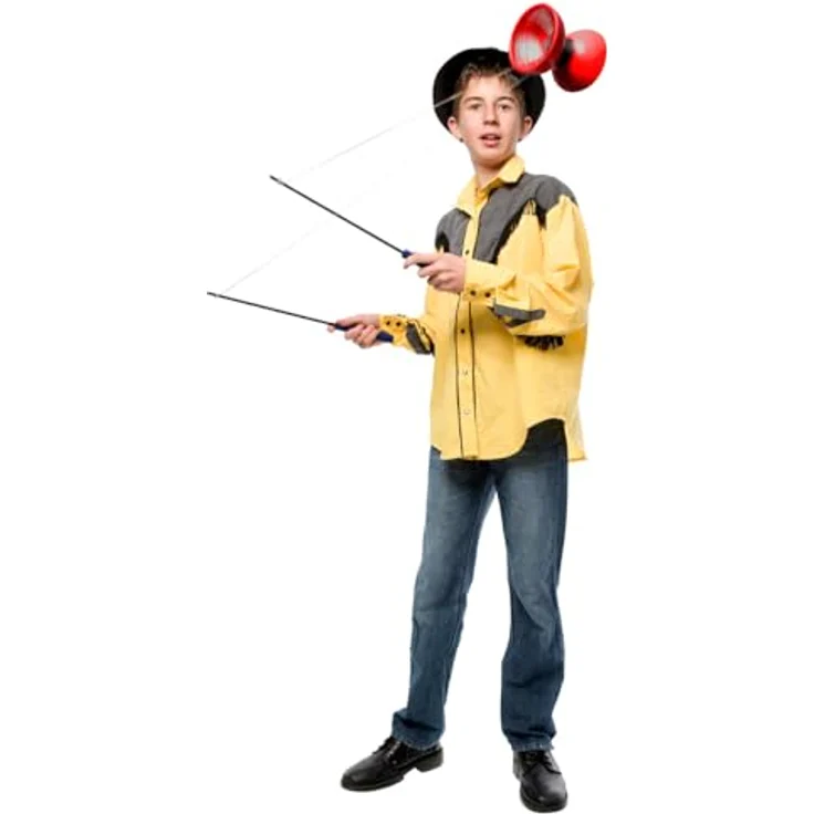 Sport-Tec Jonglierspiel Diabolo, ø 12 cm, inkl. 2 Holzstäbe und Anleitung, Metallspule für Anfänger und Fortgeschrittene – Bild 2