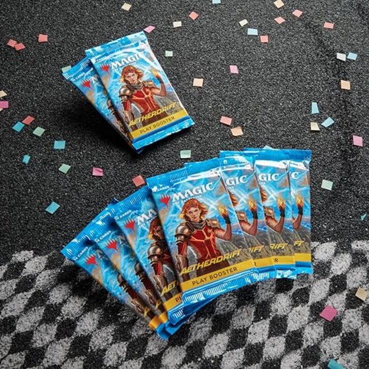 Wizards of the Coast Magic the Gathering Aetherdrift Bundle English, 9 Play Boosters, 30 Land Cards, Exclusive Accessories – Bild 4