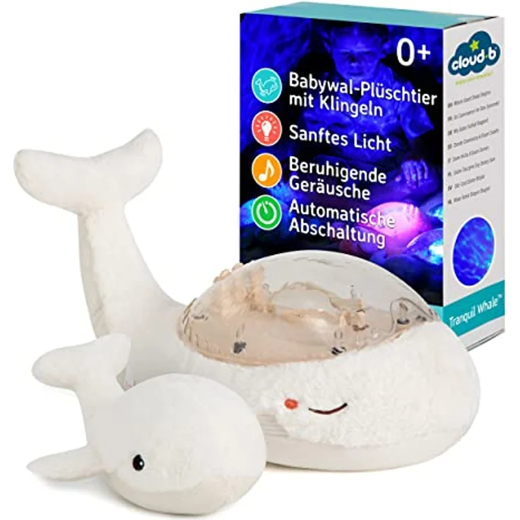 Cloud b Beruhigender Nachtlicht Ozean Projektor mit beruhigenden Klängen | Einstellbare Helligkeit | 3 Farben | Auto-Shutoff | Tranquil Turtle Weiss – Bild 1