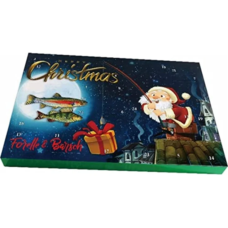 Paladin Adventskalender Forelle/Barsch - Angelkalender für Forellenangler & Barschangler, Weihnachtsmotiv, 24 Türchen mit Angelzubehör, Weihnachtskalender