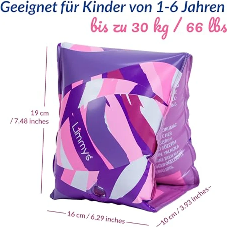 Limmys Premium Qualitäts-Kinder- Schwimmflügel in 6 einzigartigen Designs, Schwimmhilfe ab 1 Jahr, geruchlos & ungiftig, blau – Bild 3