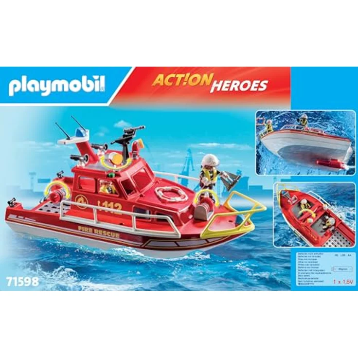 Playmobil® Feuerlöschboot (71598), Action Heroes, 50 Jahre Konstruktions-Spielset, (70 St) – Bild 5