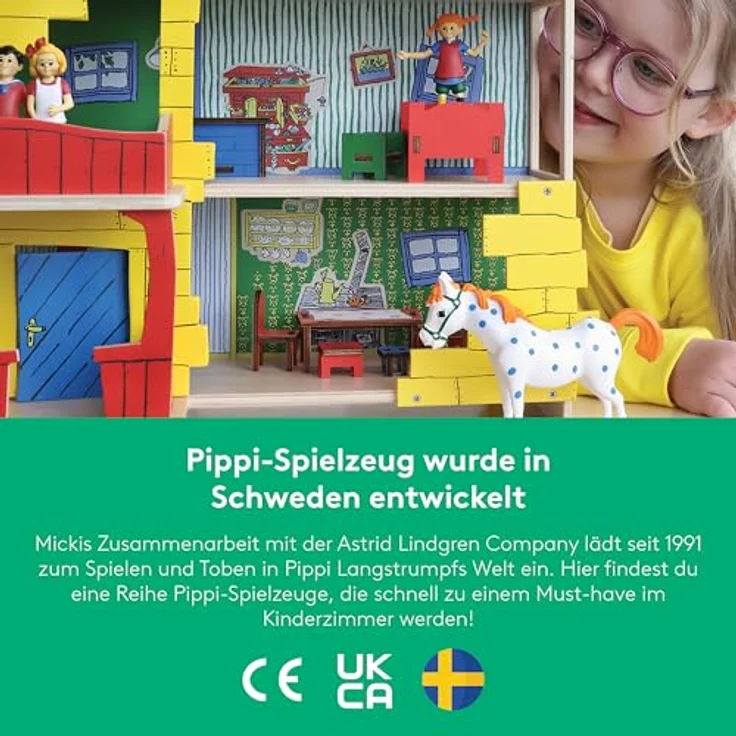 Pippi Langstrumpf Puppenhausmöbel Zubehörset Küche, 5-teilig mit Tisch und Stühlen für die Villa Kunterbunt – Bild 5