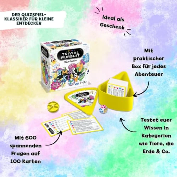 Winning Moves - Trivial Pursuit Smart Kids - Quizspiel für Kinder ab 8 Jahren in Deutsch, 100 Karten mit 600 Fragen – Bild 2