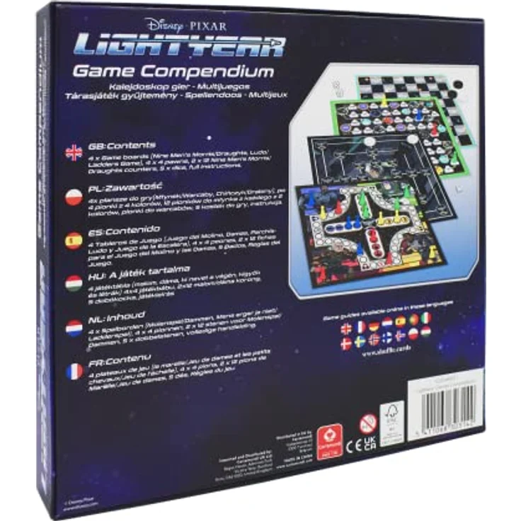 Cartamundi Lightyear Games Compendium, Brettspiel mit 4 Klassikern: Neun Männer Morris, Zugluft, Ludo, Leitern, für 2+ Spieler, geeignet für Kinder ab 4 Jahren – Bild 2