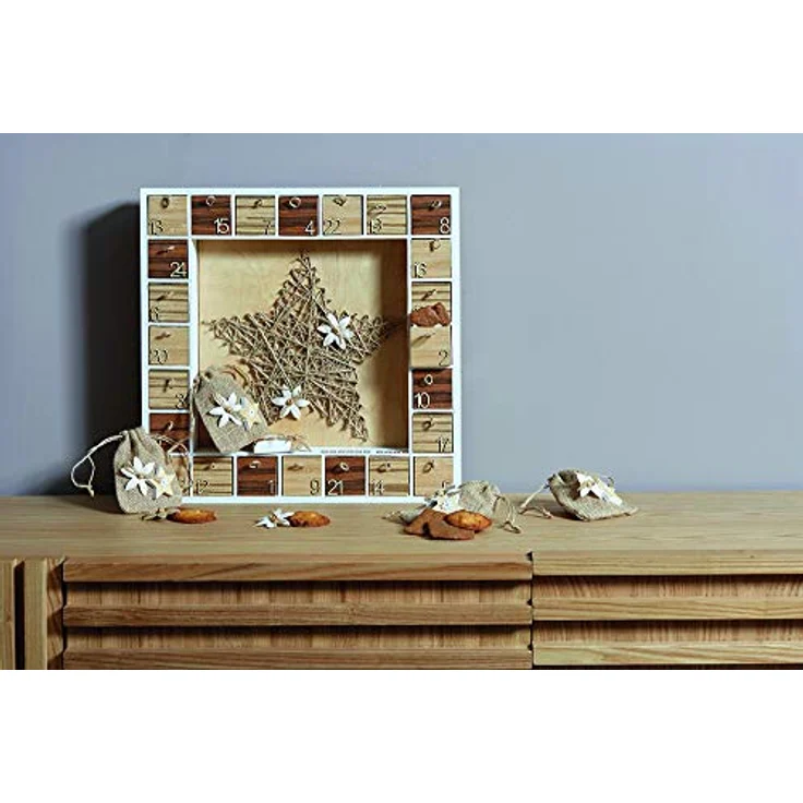 Artemio Adventskalender aus Holz zum Dekorieren, beige, 39 x 39.5 x 6.5 cm – Bild 3